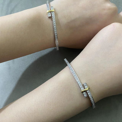 [Lioran]EDGE DIAMOND GOLD SILVER BRACELET