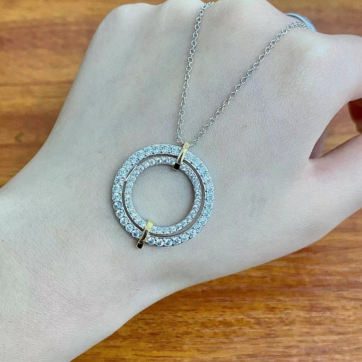 [Lioran]EDGE DIAMOND GOLD SILVER NECKLACE