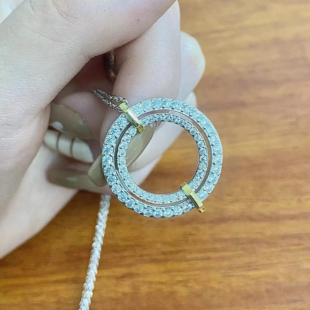[Lioran]EDGE DIAMOND GOLD SILVER NECKLACE
