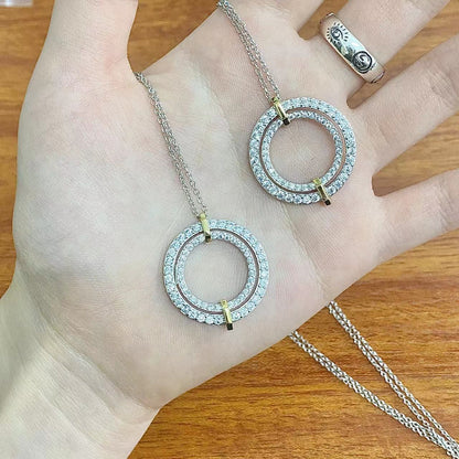 [Lioran]EDGE DIAMOND GOLD SILVER NECKLACE