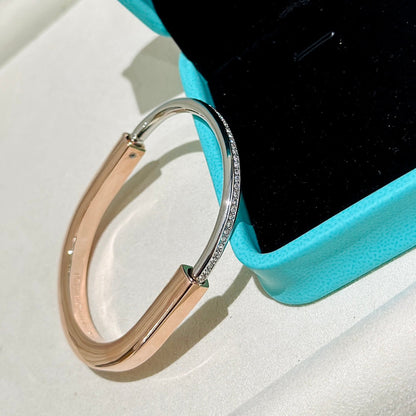[Lioran]LOCK PINK GOLD SILVER DIAMOND BRACELET
