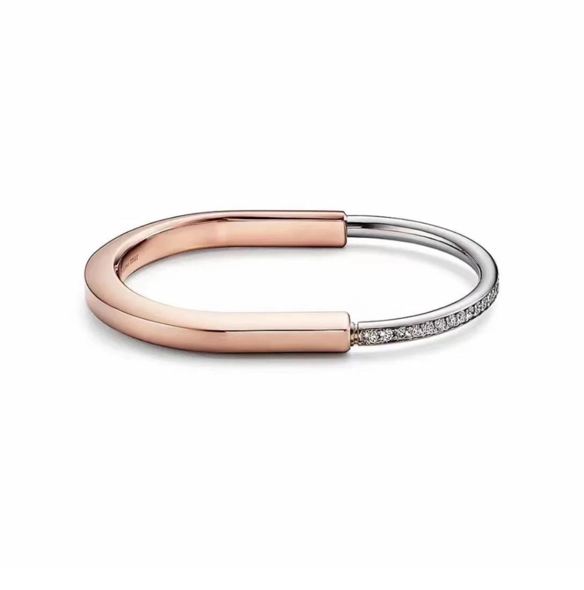[Lioran]LOCK PINK GOLD SILVER DIAMOND BRACELET