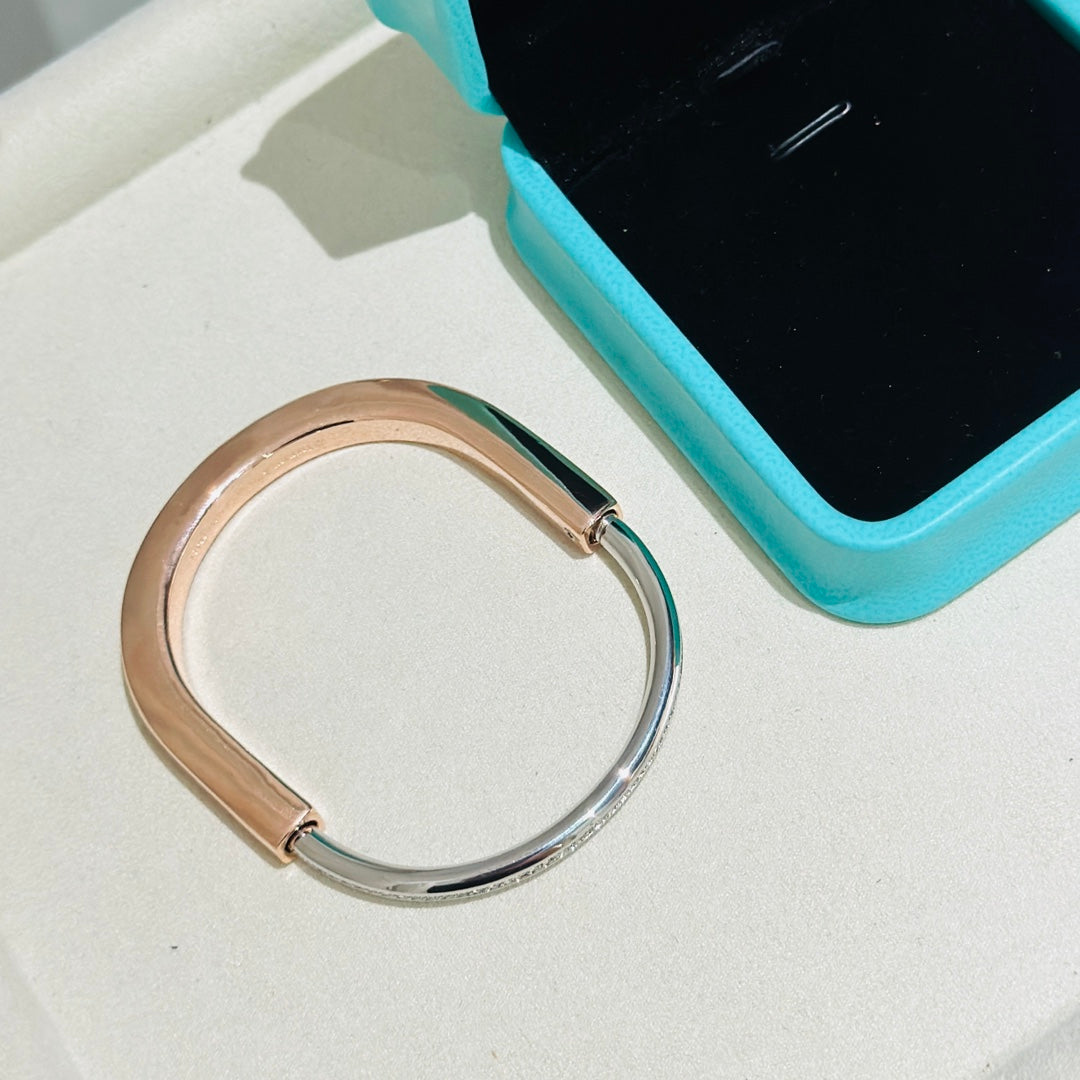 [Lioran]LOCK PINK GOLD SILVER DIAMOND BRACELET