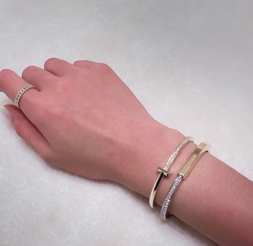 [Lioran]LOCK PINK GOLD SILVER DIAMOND BRACELET
