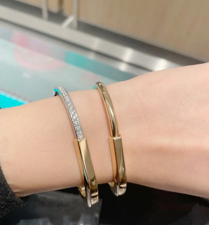 [Lioran]LOCK PINK GOLD SILVER DIAMOND BRACELET