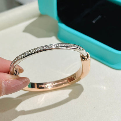 [Lioran]LOCK PINK GOLD SILVER DIAMOND BRACELET