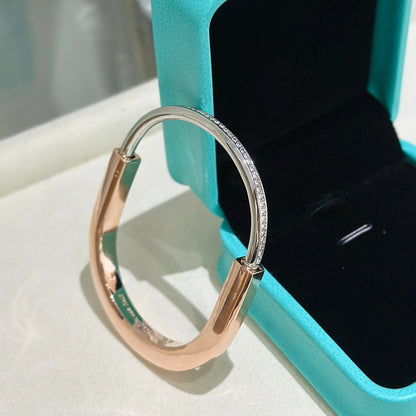 [Lioran]LOCK PINK GOLD SILVER DIAMOND BRACELET