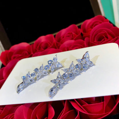 [Lioran]VICTORIA SILVER DIAMOND DROP EARRINGS