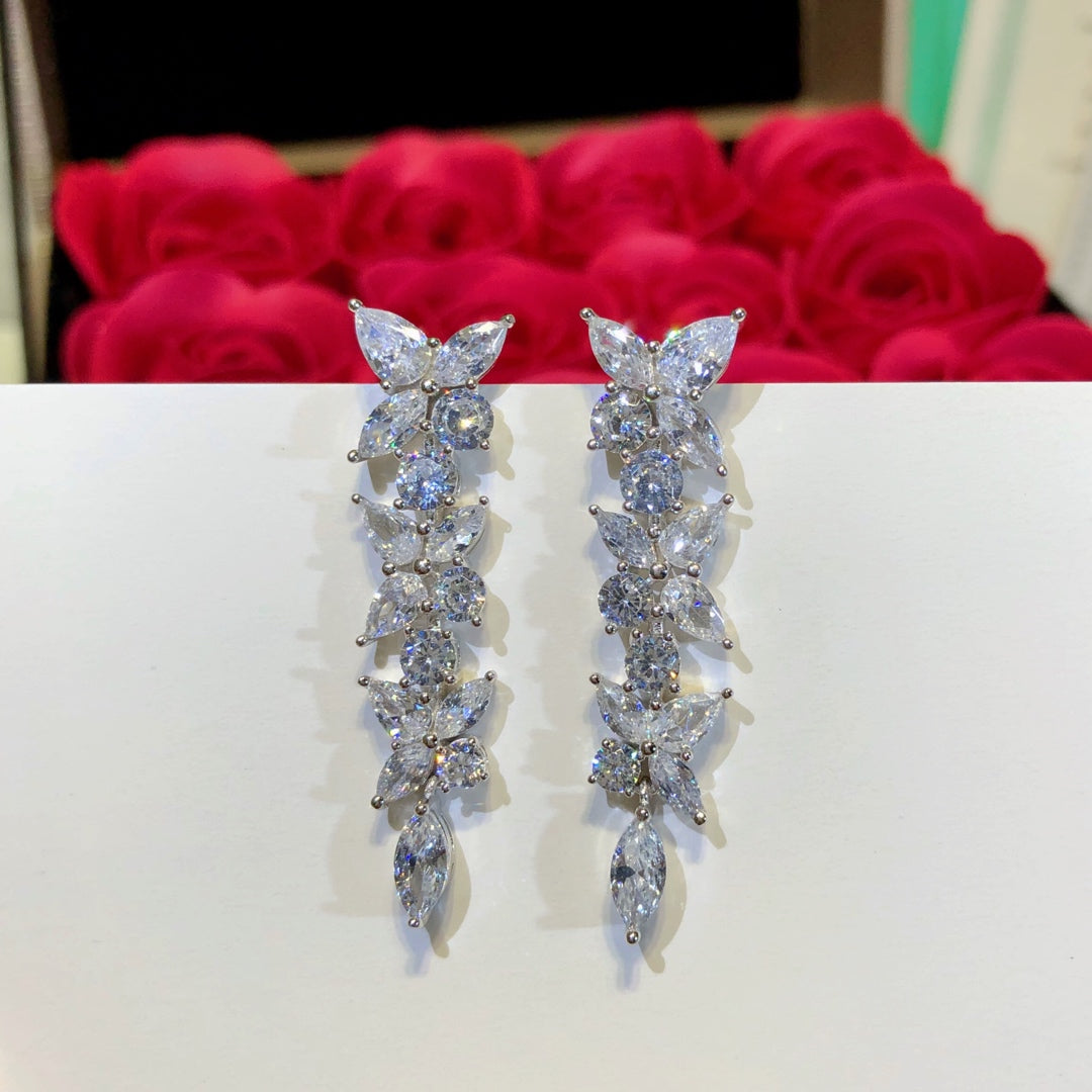[Lioran]VICTORIA SILVER DIAMOND DROP EARRINGS