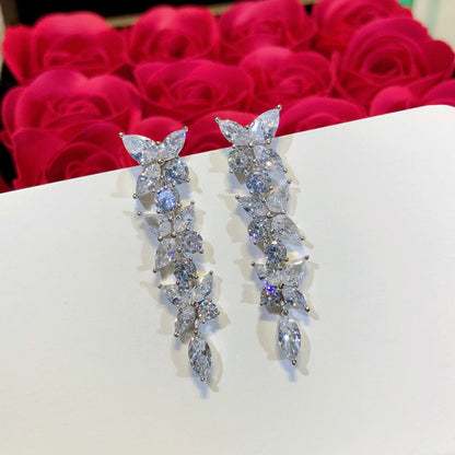 [Lioran]VICTORIA SILVER DIAMOND DROP EARRINGS