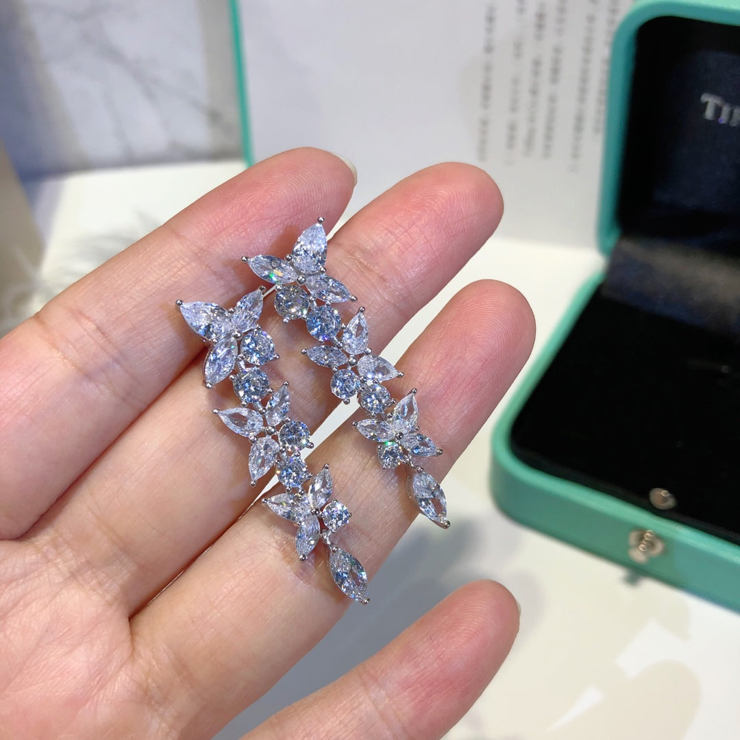 [Lioran]VICTORIA SILVER DIAMOND DROP EARRINGS