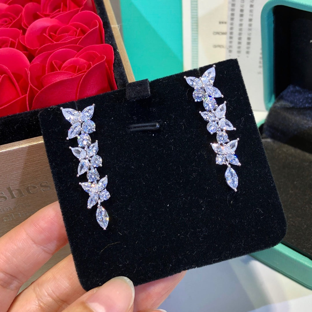 [Lioran]VICTORIA SILVER DIAMOND DROP EARRINGS