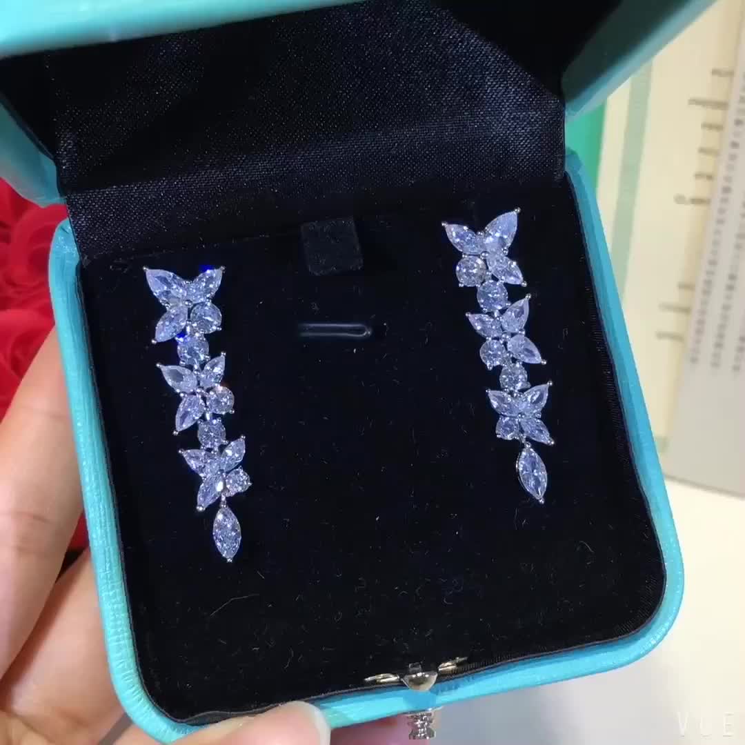 [Lioran]VICTORIA SILVER DIAMOND DROP EARRINGS