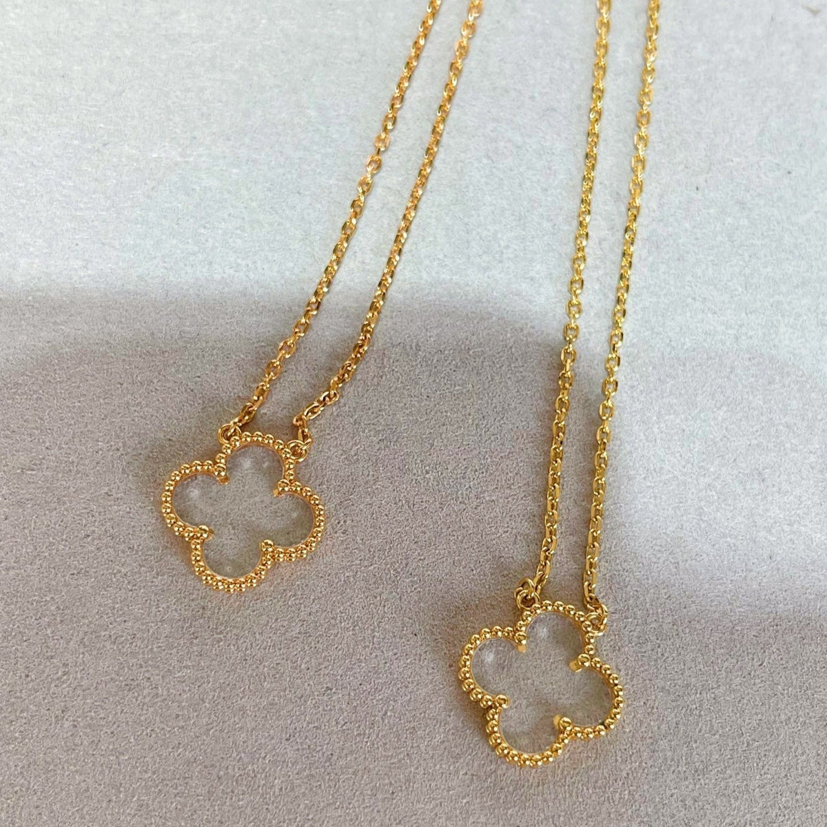 [⭐Lioran]CLOVER ROCK CRYSTAL ROSE GOLD NECKLACE