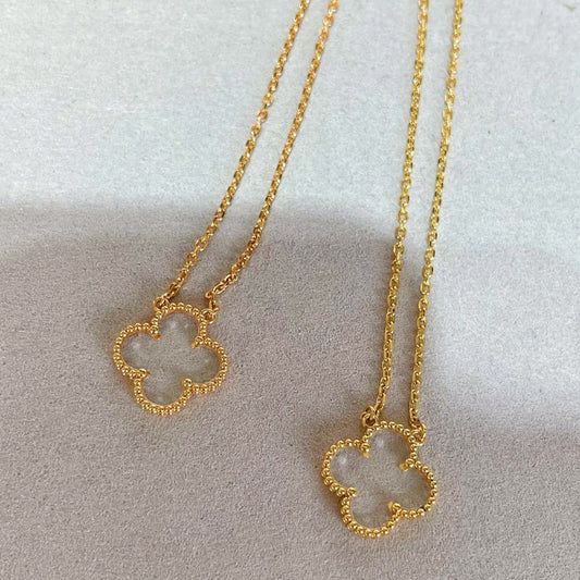 [⭐Lioran]CLOVER ROCK CRYSTAL ROSE GOLD NECKLACE