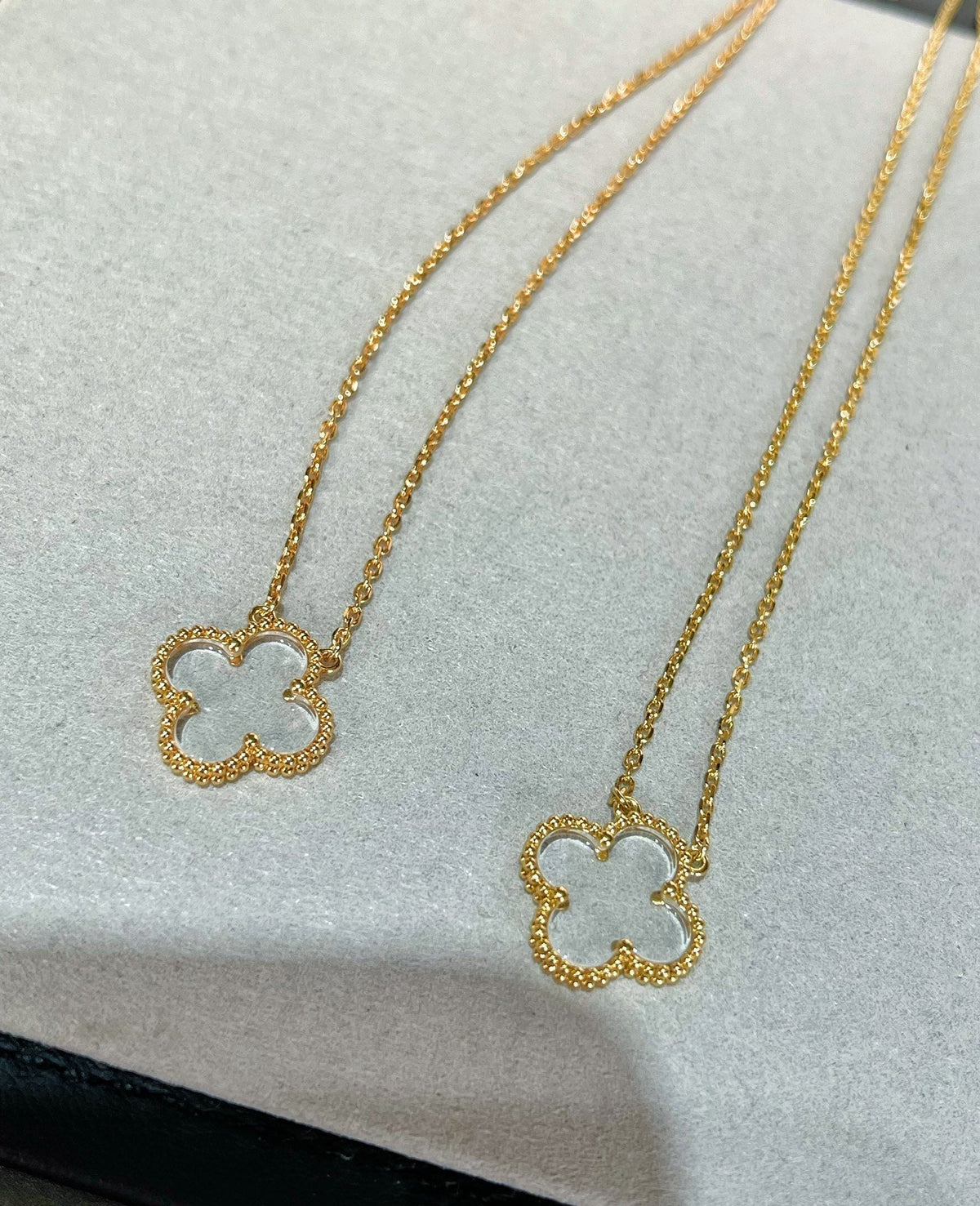 [⭐Lioran]CLOVER ROCK CRYSTAL ROSE GOLD NECKLACE