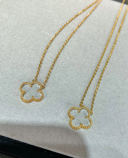[⭐Lioran]CLOVER ROCK CRYSTAL ROSE GOLD NECKLACE