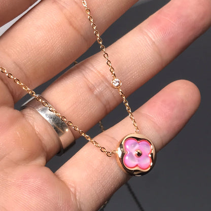 [⭐Lioran]COLOR BLOSSOM PINK MOP SUN GOLD NECKLACE