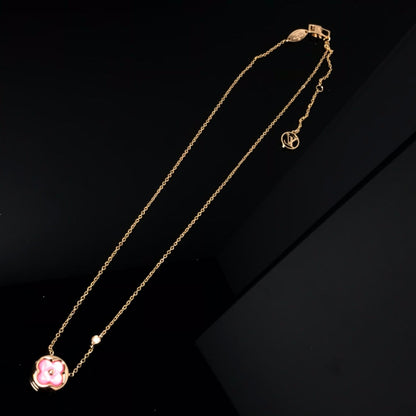 [⭐Lioran]COLOR BLOSSOM PINK MOP SUN GOLD NECKLACE