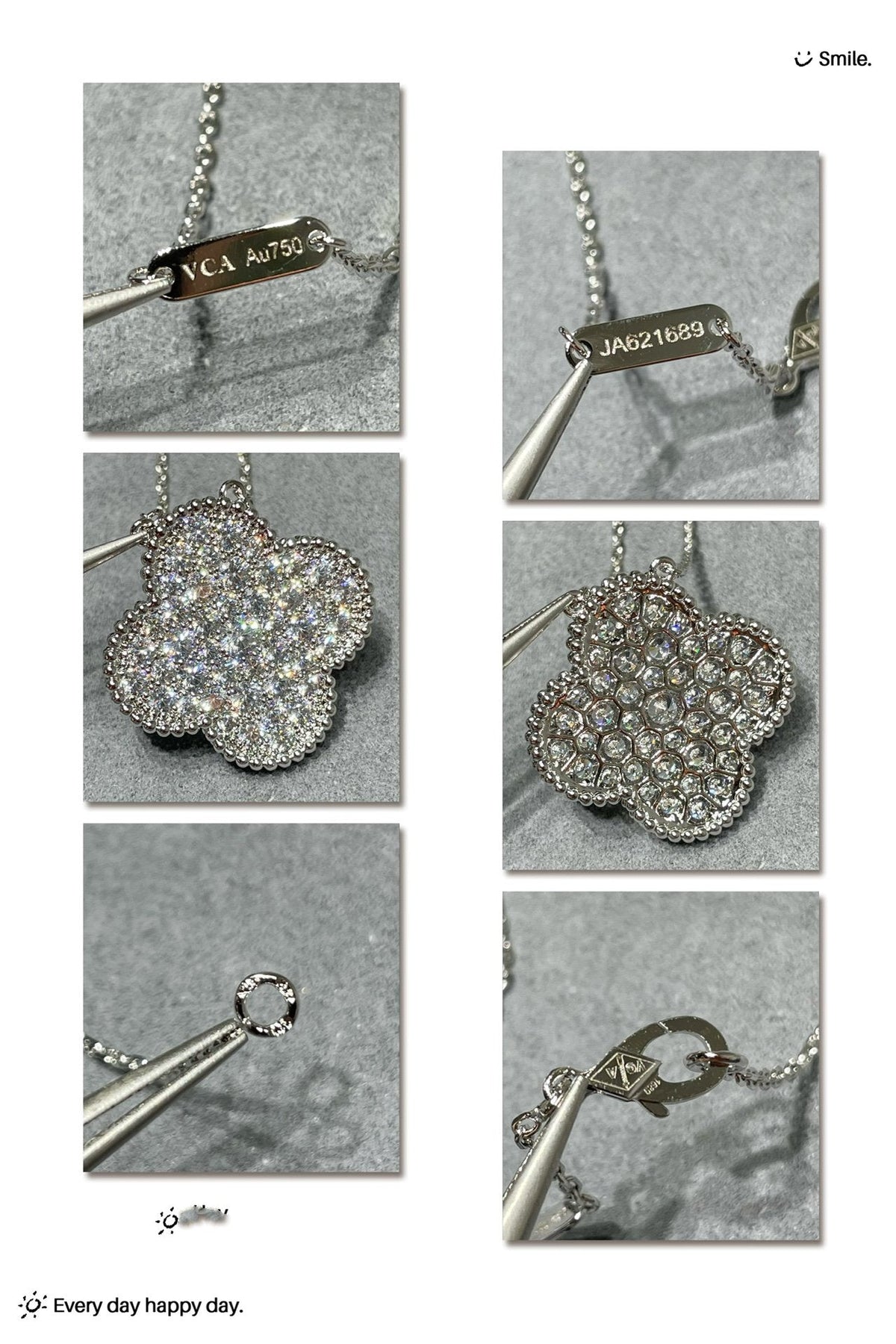 [⭐Lioran]CLOVER 25MM LARGE PENDANT DIAMOND PAVED SILVER NECKLACE