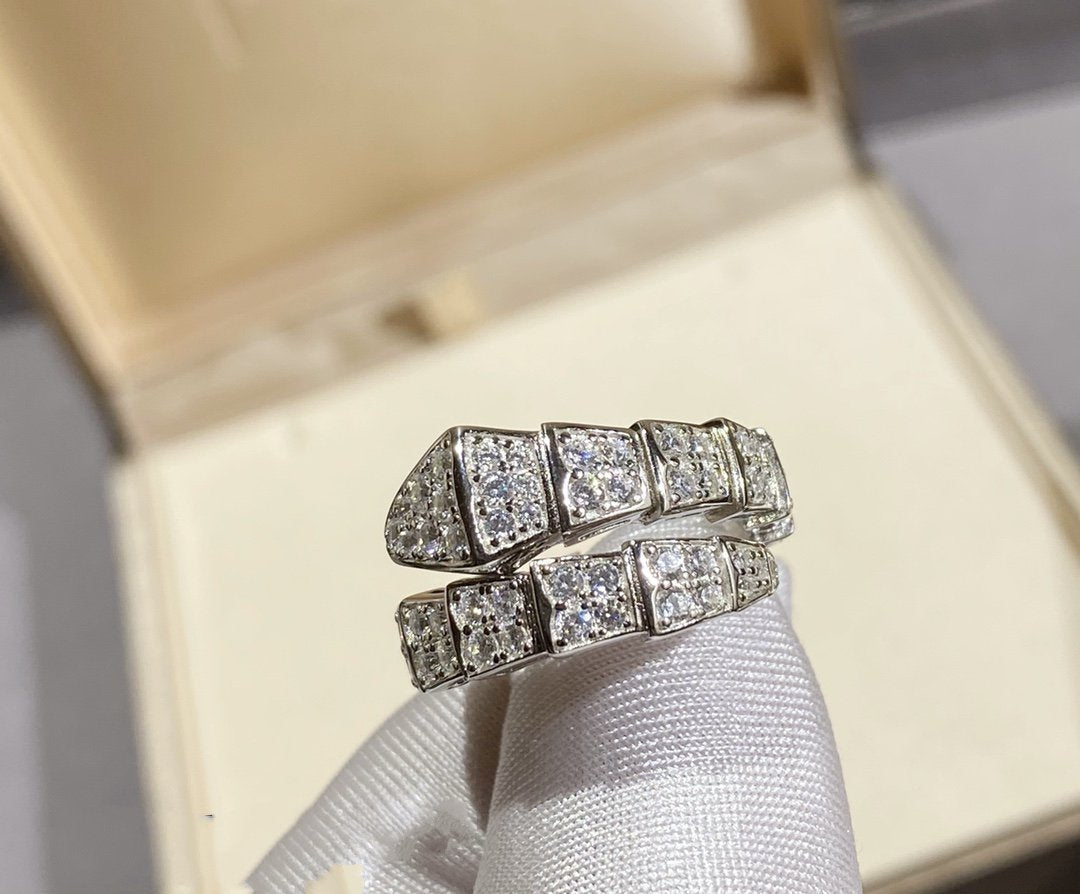 [⭐Lioran]SERPENTI RING SILVER DIAMOND PAVED
