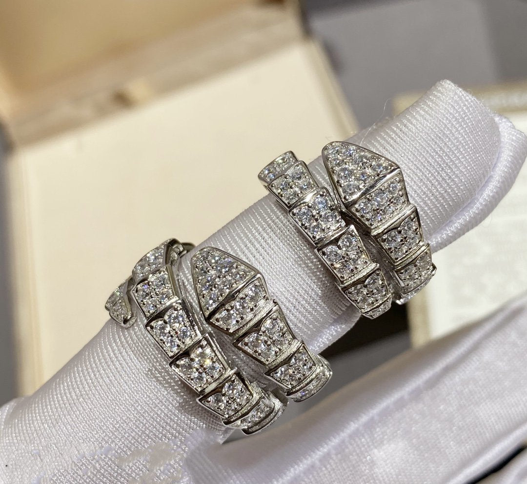 [⭐Lioran]SERPENTI RING SILVER DIAMOND PAVED