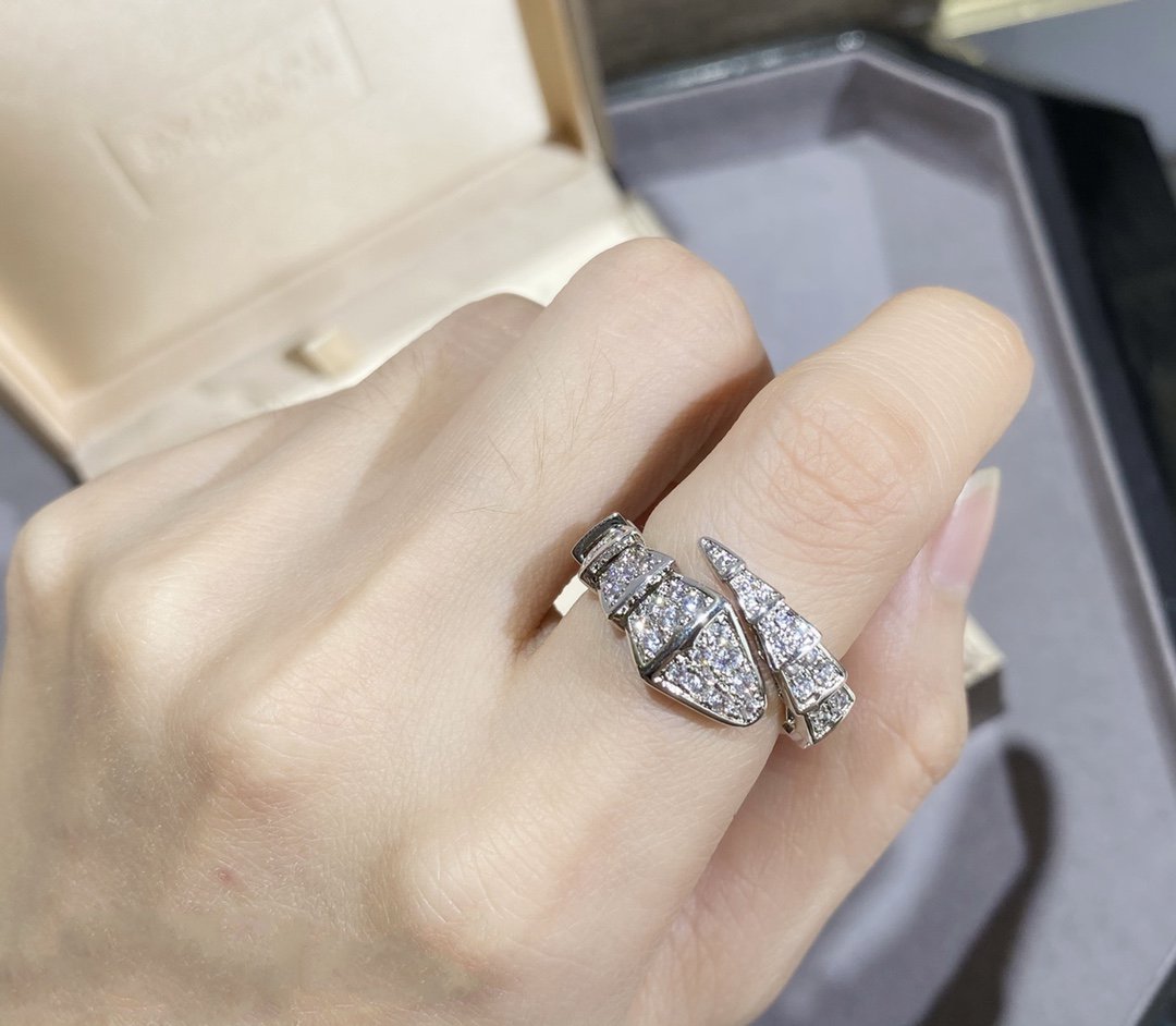 [⭐Lioran]SERPENTI LARGE RING SILVER DIAMOND PAVED