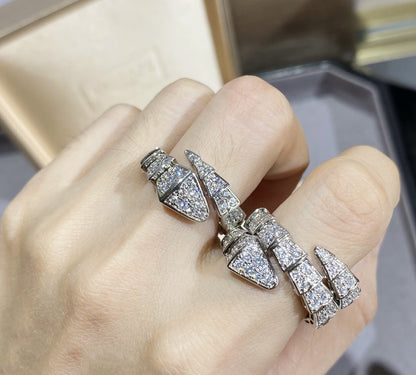 [⭐Lioran]SERPENTI LARGE RING SILVER DIAMOND PAVED
