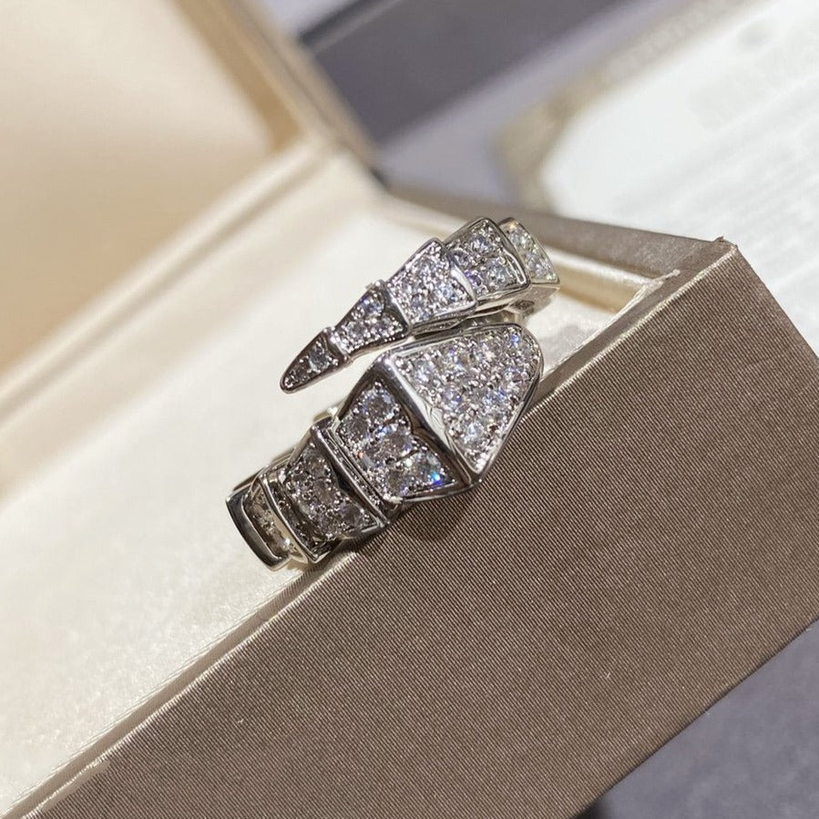 [⭐Lioran]SERPENTI LARGE RING SILVER DIAMOND PAVED