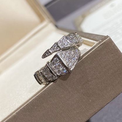 [⭐Lioran]SERPENTI LARGE RING SILVER DIAMOND PAVED