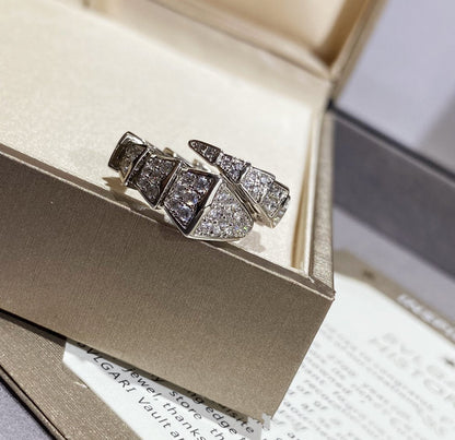 [⭐Lioran]SERPENTI LARGE RING SILVER DIAMOND PAVED