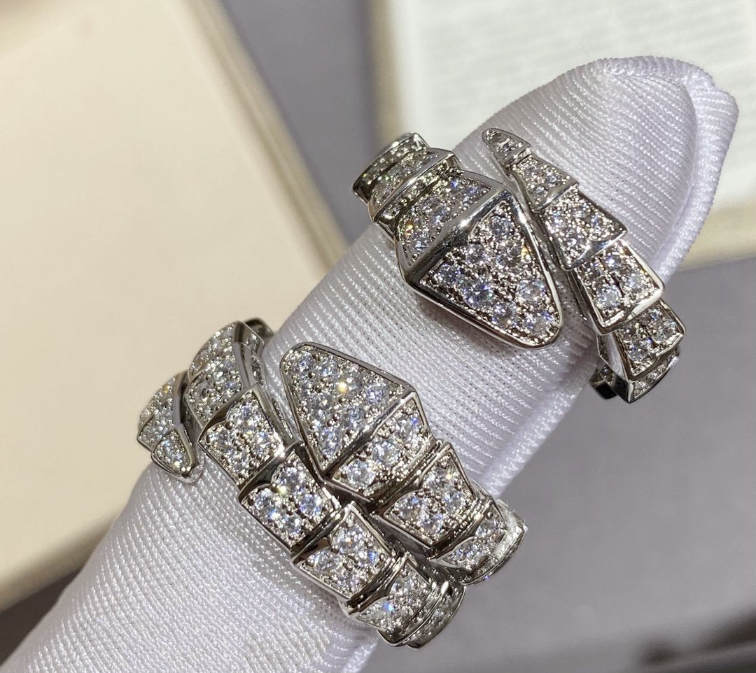 [⭐Lioran]SERPENTI LARGE RING SILVER DIAMOND PAVED