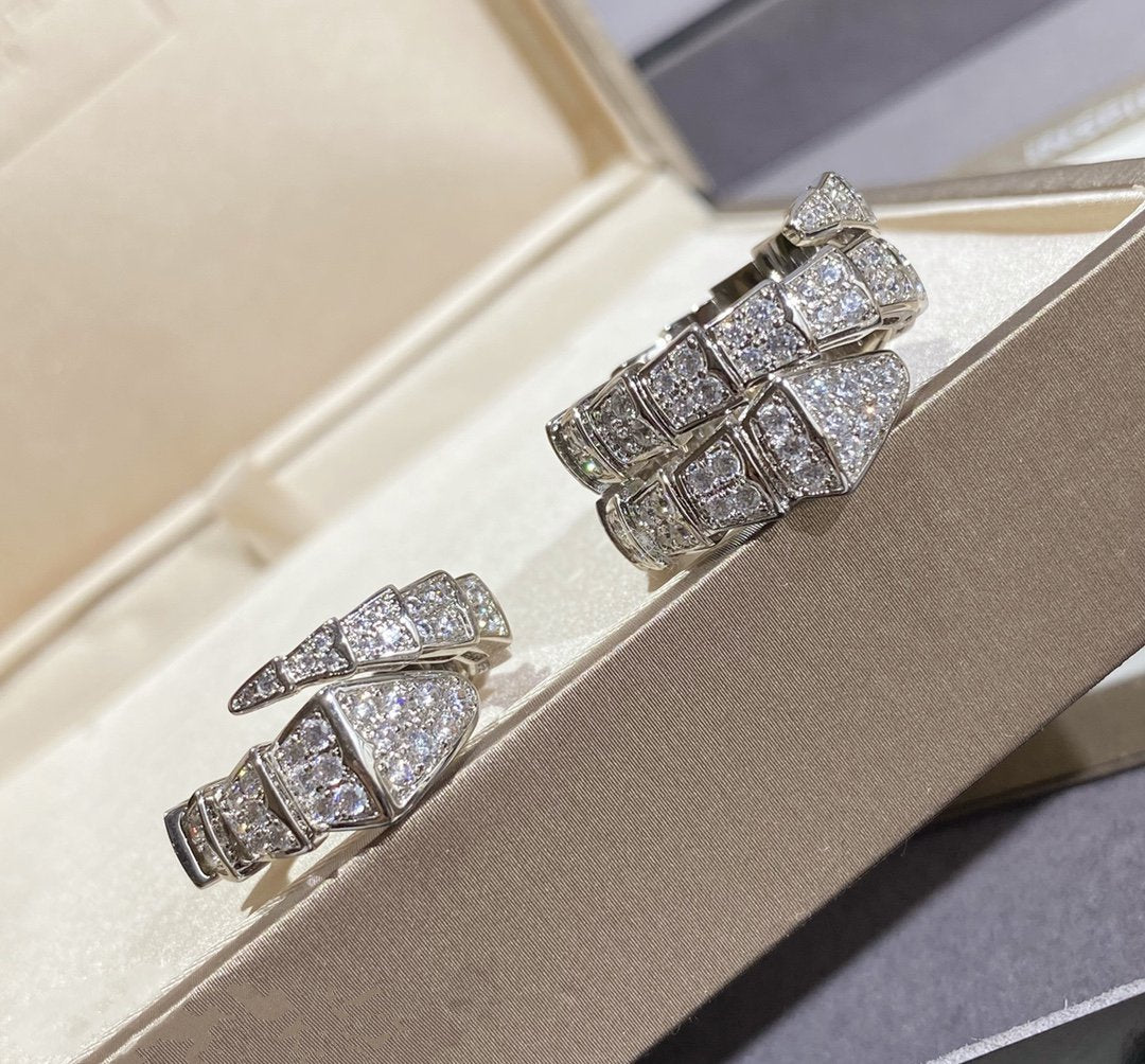 [⭐Lioran]SERPENTI LARGE RING SILVER DIAMOND PAVED