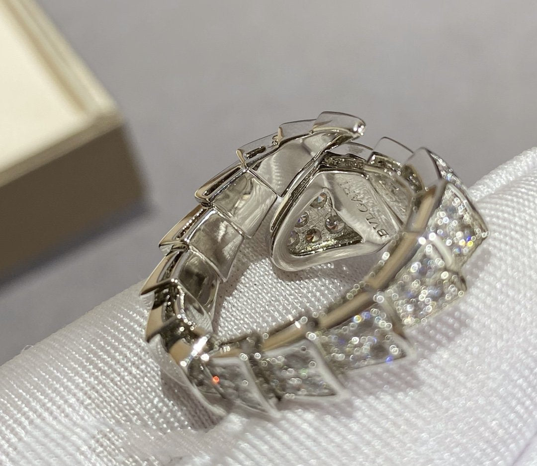 [⭐Lioran]SERPENTI LARGE RING SILVER DIAMOND PAVED