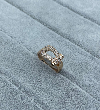 [⭐Lioran]Wide Hoof-Shaped Diamond-Studded Ring