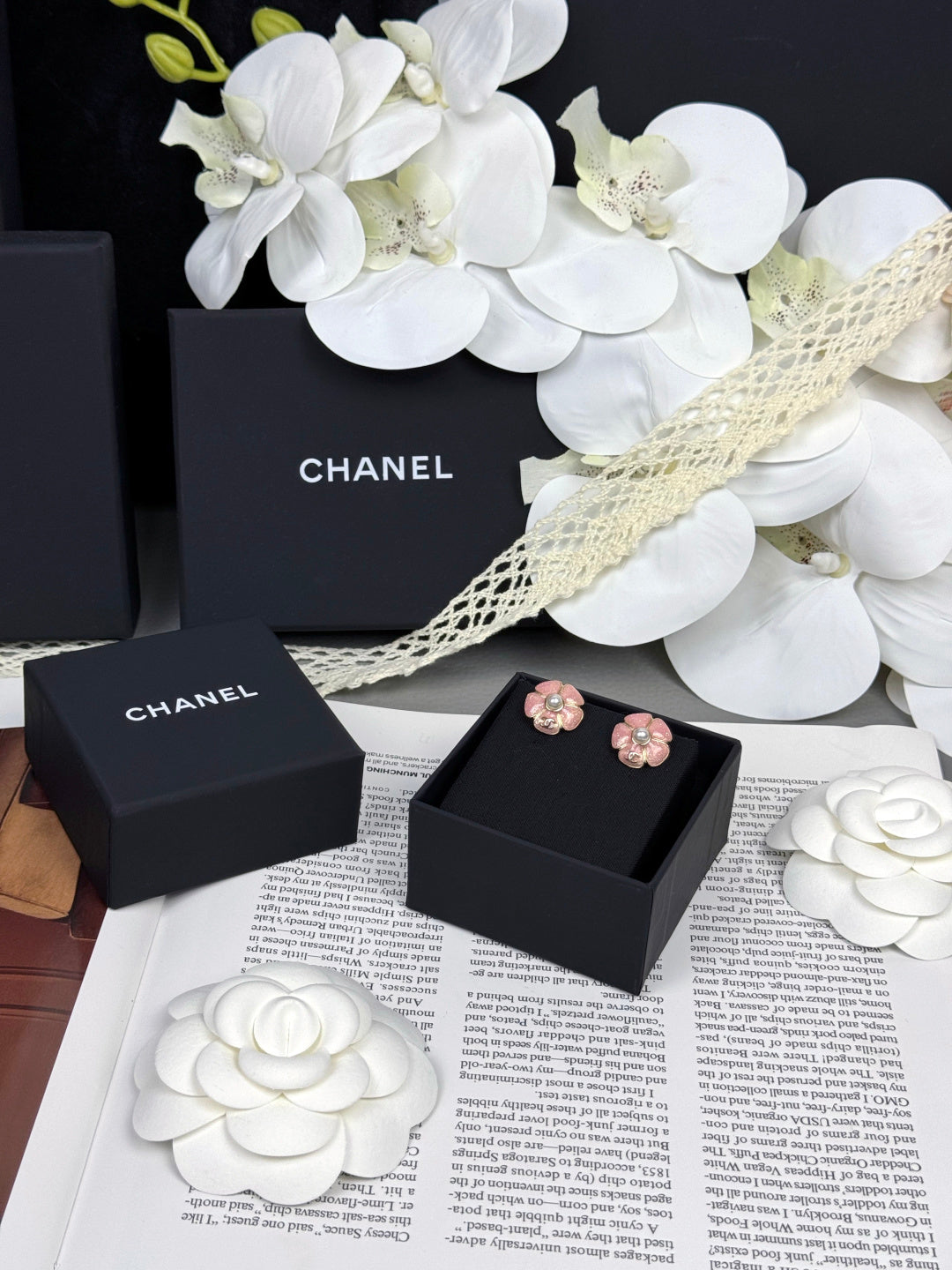 [⭐Lioran]26C Pink Camellia Pearl Enamel Stud Earrings