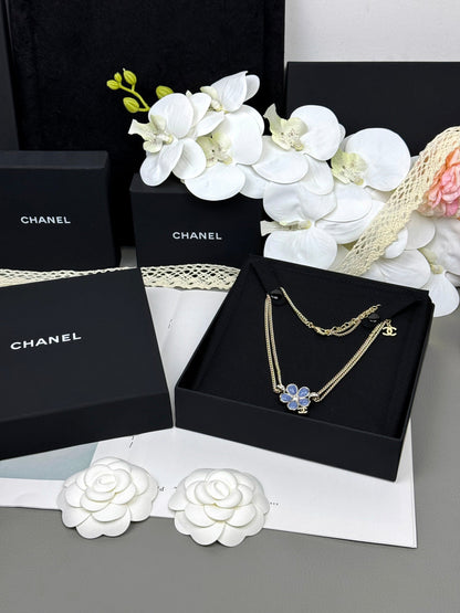 [⭐Lioran]New Blue Floral Double-Layer Necklace