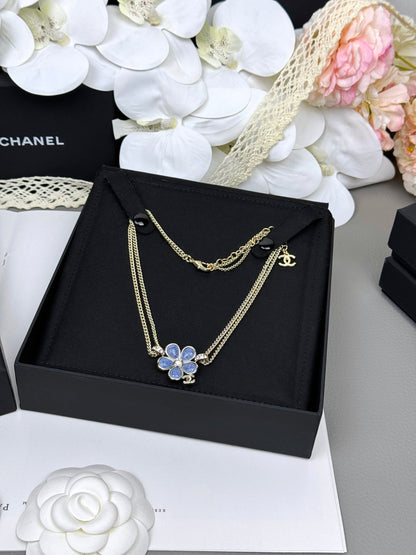 [⭐Lioran]New Blue Floral Double-Layer Necklace