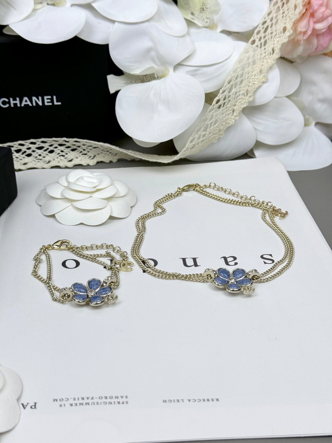[⭐Lioran]New Blue Floral Double-Layer Necklace