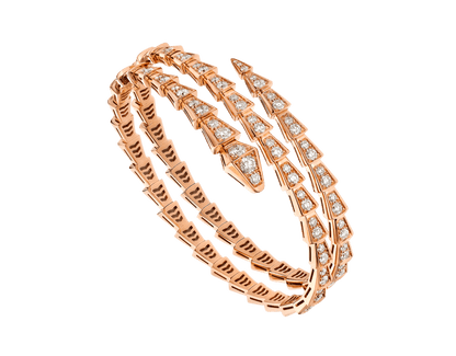 [⭐Lioran]SERPENTI BRACELET PINK GOLD DIAMOND DOUBLE ROW