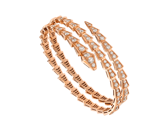 [⭐Lioran]SERPENTI BRACELET PINK GOLD DIAMOND DOUBLE ROW