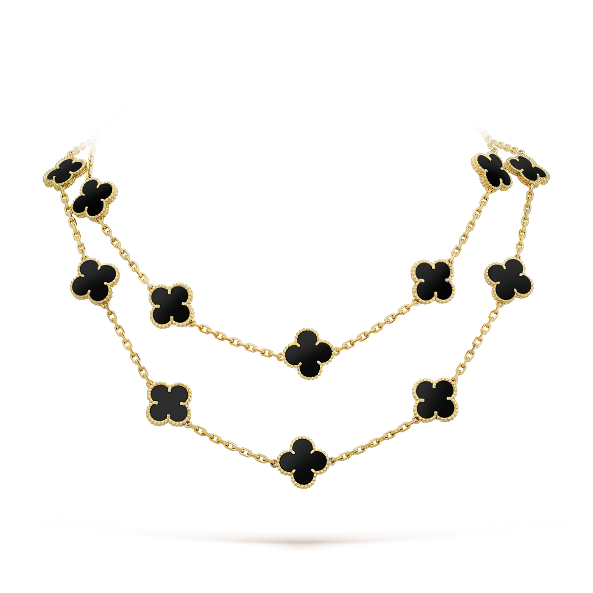 [⭐Lioran]CLOVER 20 MOTIFS ONYX NECKLACE