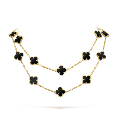 [⭐Lioran]CLOVER 20 MOTIFS ONYX NECKLACE