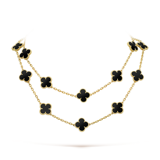 [⭐Lioran]CLOVER 20 MOTIFS ONYX NECKLACE