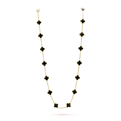 [⭐Lioran]CLOVER 20 MOTIFS ONYX NECKLACE