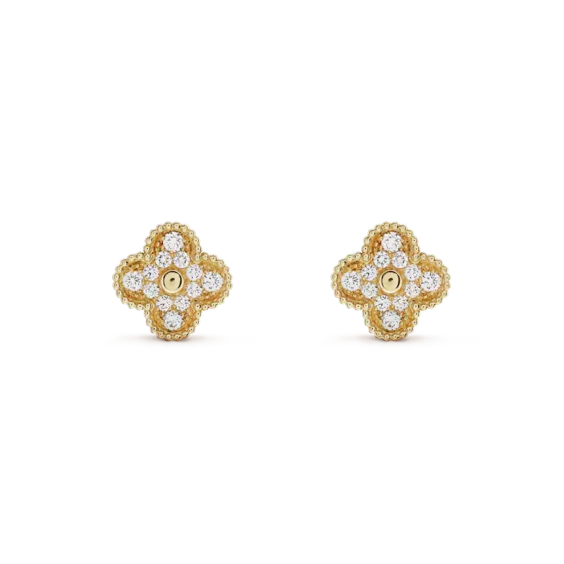 [⭐Lioran]CLOVER MEDIUM 1 MOTIFS FUll DIAMOND EARRINGS