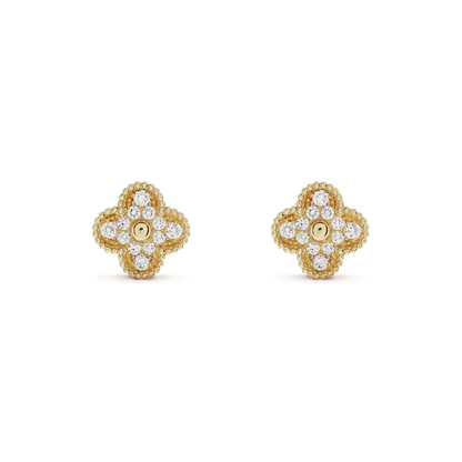 [⭐Lioran]CLOVER MEDIUM 1 MOTIFS FUll DIAMOND EARRINGS