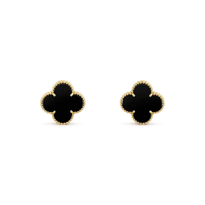 [⭐Lioran]CLOVER MEDIUM 1 MOTIFS  ONYX STUD EARRINGS