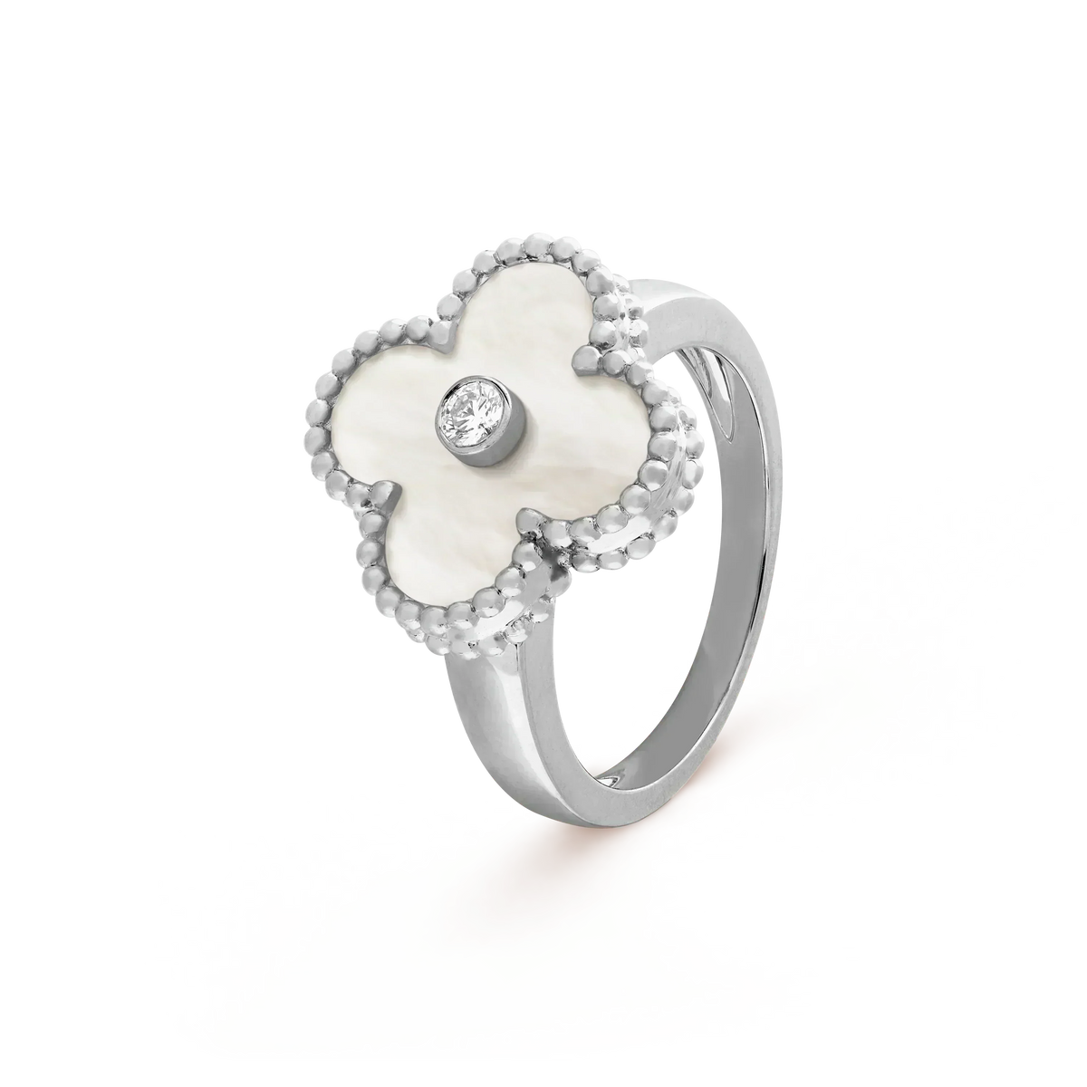 [⭐Lioran]CLOVER SILVER MOP DIAMOND RING