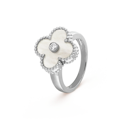 [⭐Lioran]CLOVER SILVER MOP DIAMOND RING
